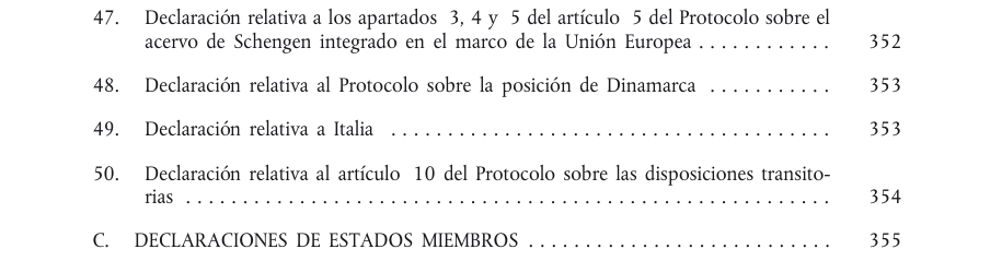 Tabla del texto oficial (pág. 11)