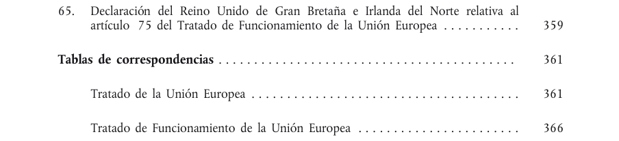 Tabla del texto oficial (pág. 12)