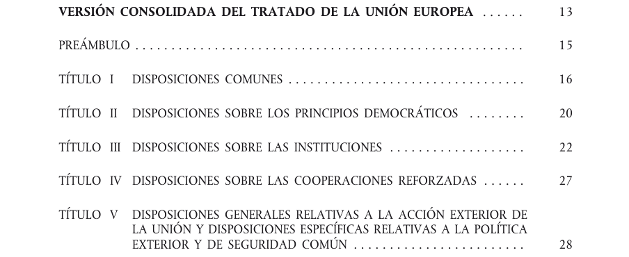Tabla del texto oficial (pág. 3)