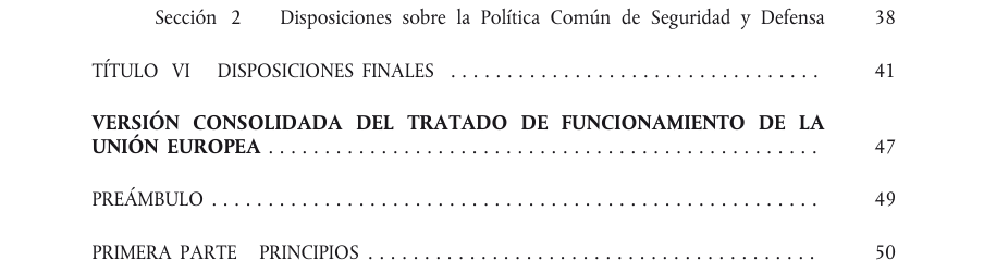 Tabla del texto oficial (pág. 3)