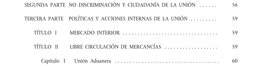 Tabla del texto oficial (pág. 3)