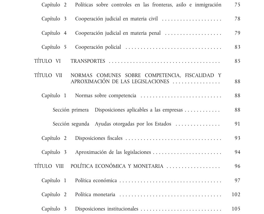 Tabla del texto oficial (pág. 4)