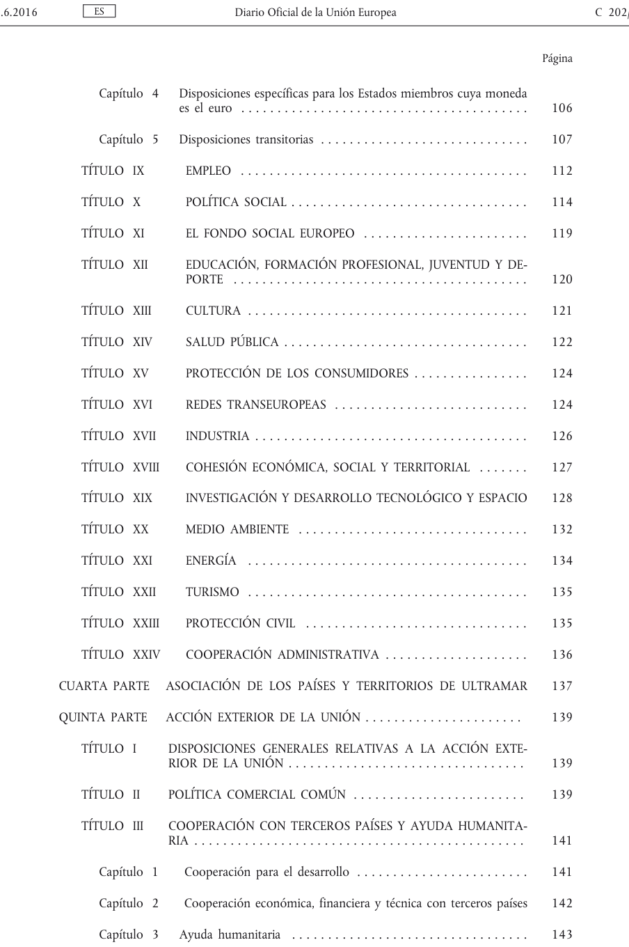 Tabla del texto oficial (pág. 5)