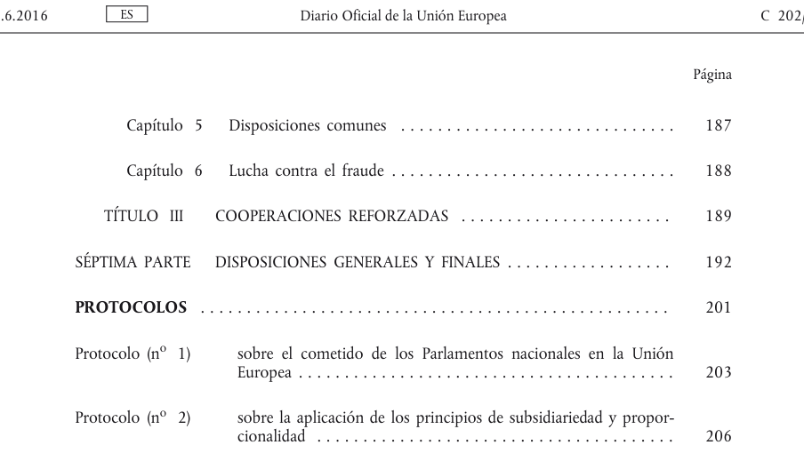 Tabla del texto oficial (pág. 7)