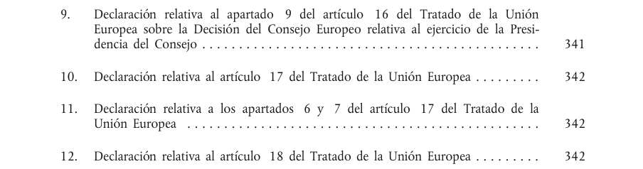 Tabla del texto oficial (pág. 9)